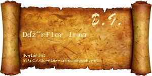 Dörfler Irma névjegykártya